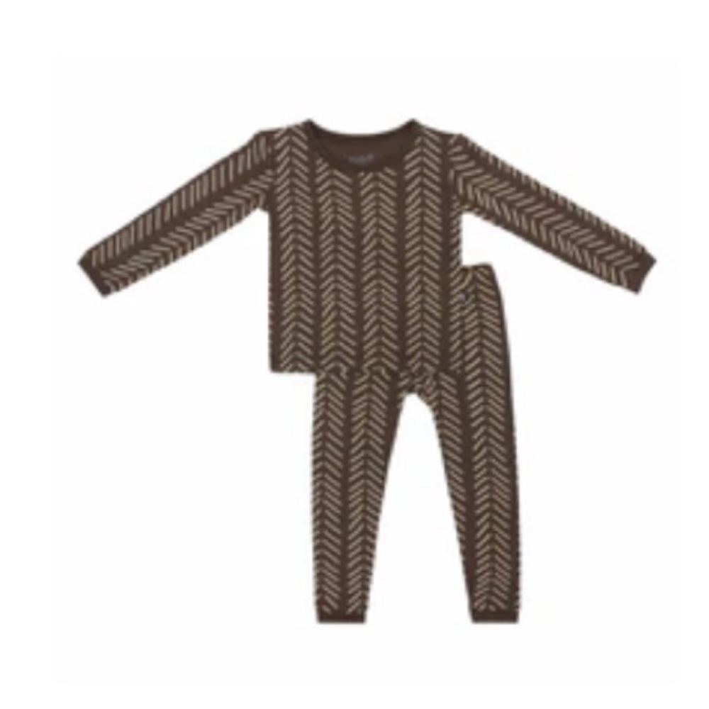 Kytebaby long-sleeve pajama in espresso herringbone size T2